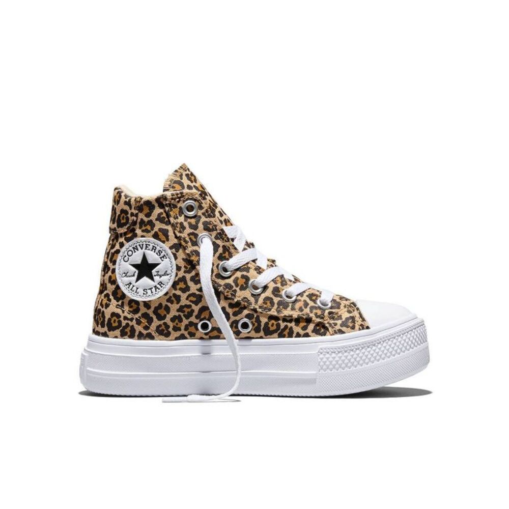 Converse Kids' Platform High Top Sneakers - Leopard Print 1